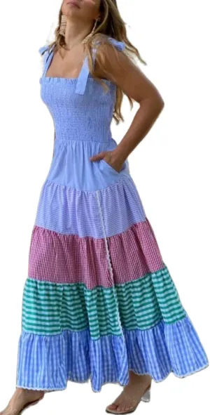 Women Y2k Striped Maxi Dress Flowy Cut Out Backless Corset Spaghetti Strap Boho Long Midi Dress Milkmaid Sundress
