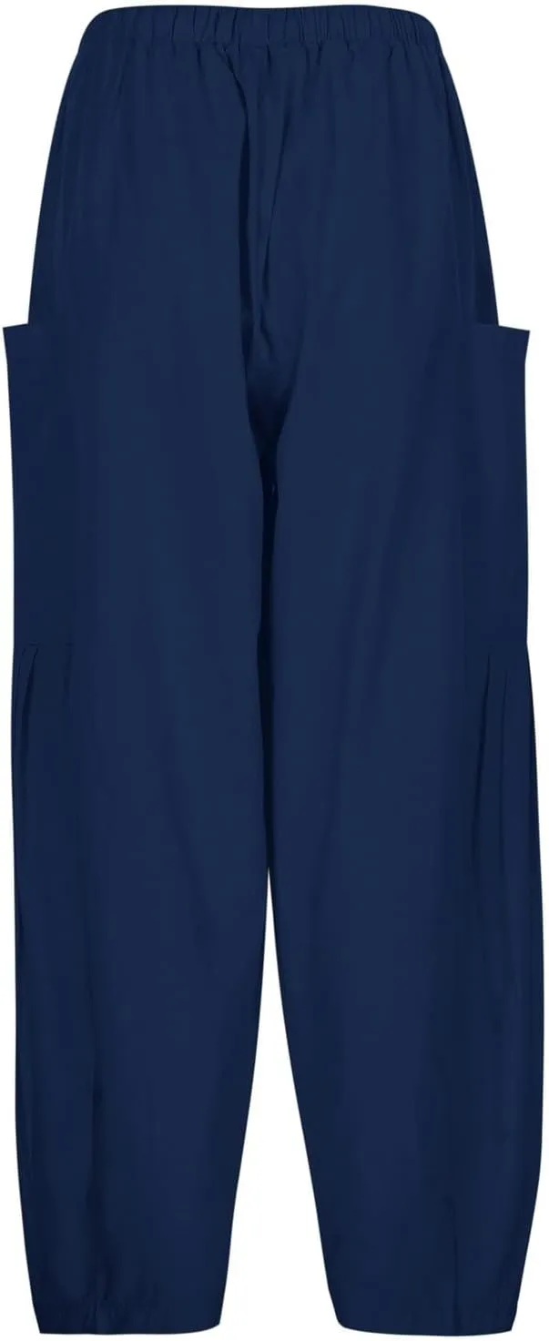 Women's Baggy Pants Drawstring Harem Pants Loose Fit Boho Pants Trendy Casual Pants with Pockets Comfy Travel Pants