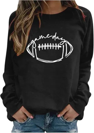 Women's Basic Hoddies Solid Color Cute Printed Loose Comfy Round Neck Long Sleeve Pullover Tunics Outdoor Running Tops