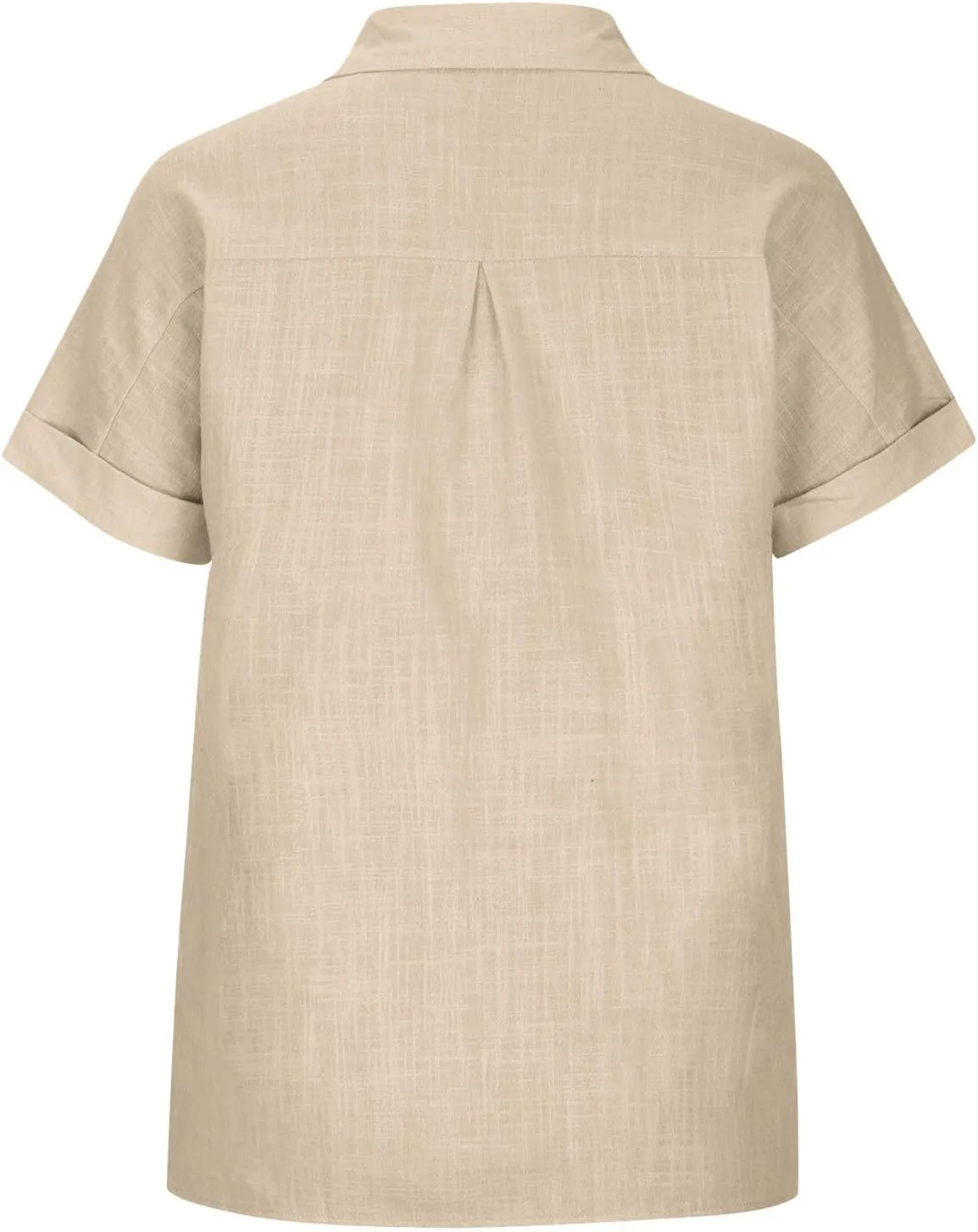 Womens Casual Blouse Button Fly Lapel Collar Short Sleeve Linen Beach Tunics Summer Loose Side Slit Tops with Pockets