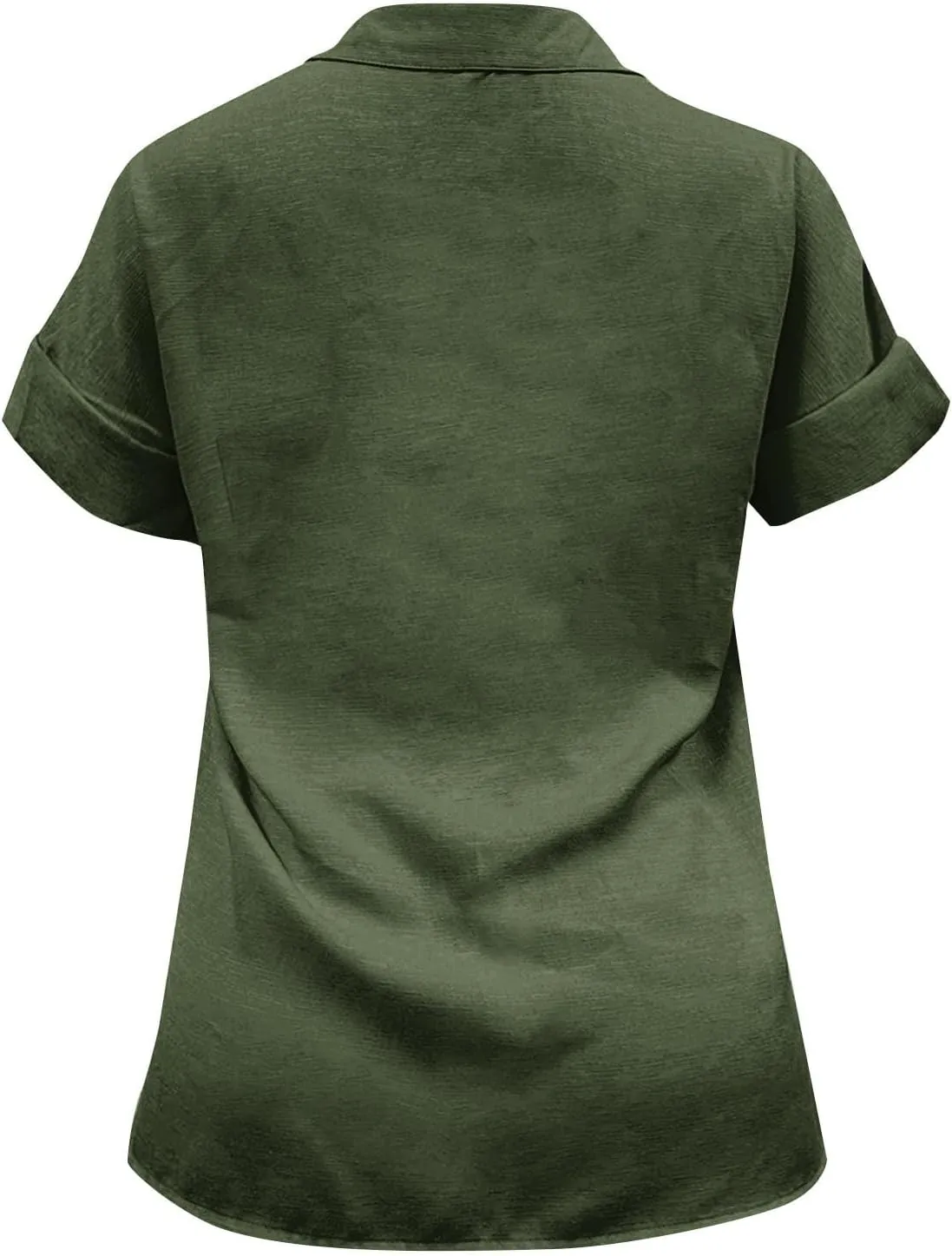 Womens Casual Blouse Button Fly Lapel Collar Short Sleeve Linen Beach Tunics Summer Loose Side Slit Tops with Pockets