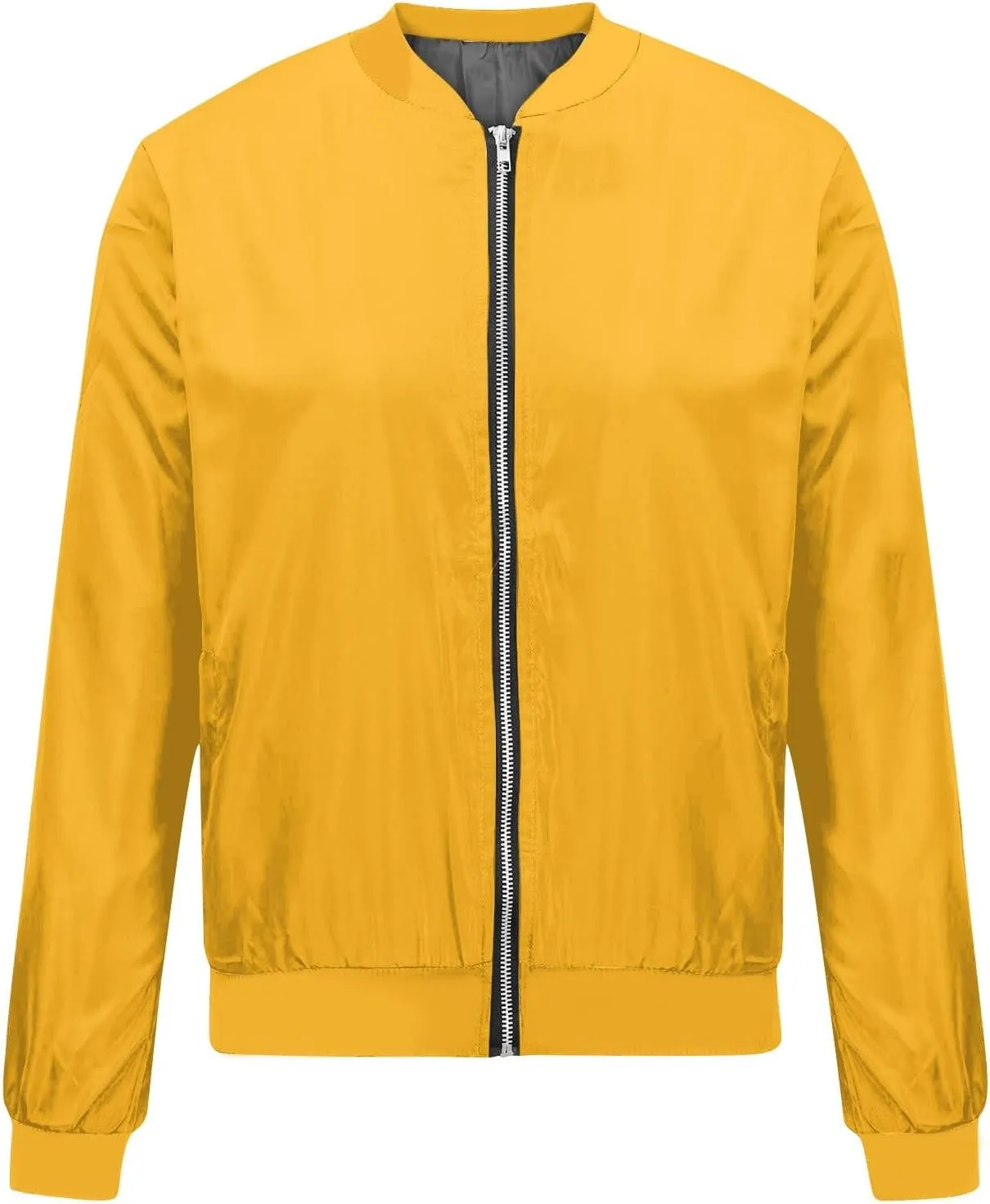 Women's Casual Floral Zip Up Bomber Jacket Spring Long Sleeve Coat Stand Collar Lightweight Short Outwear Tops
