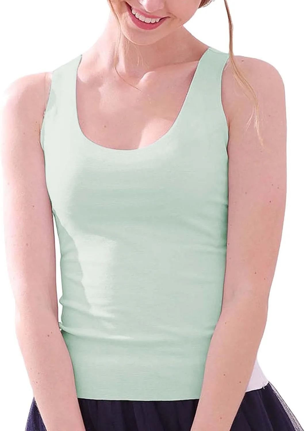 Women's Ice Silk Seamless Tank Tops Summer Cooling Camisole No Bra Loose Fit Wide Strap Under Shirt Workout Tanks