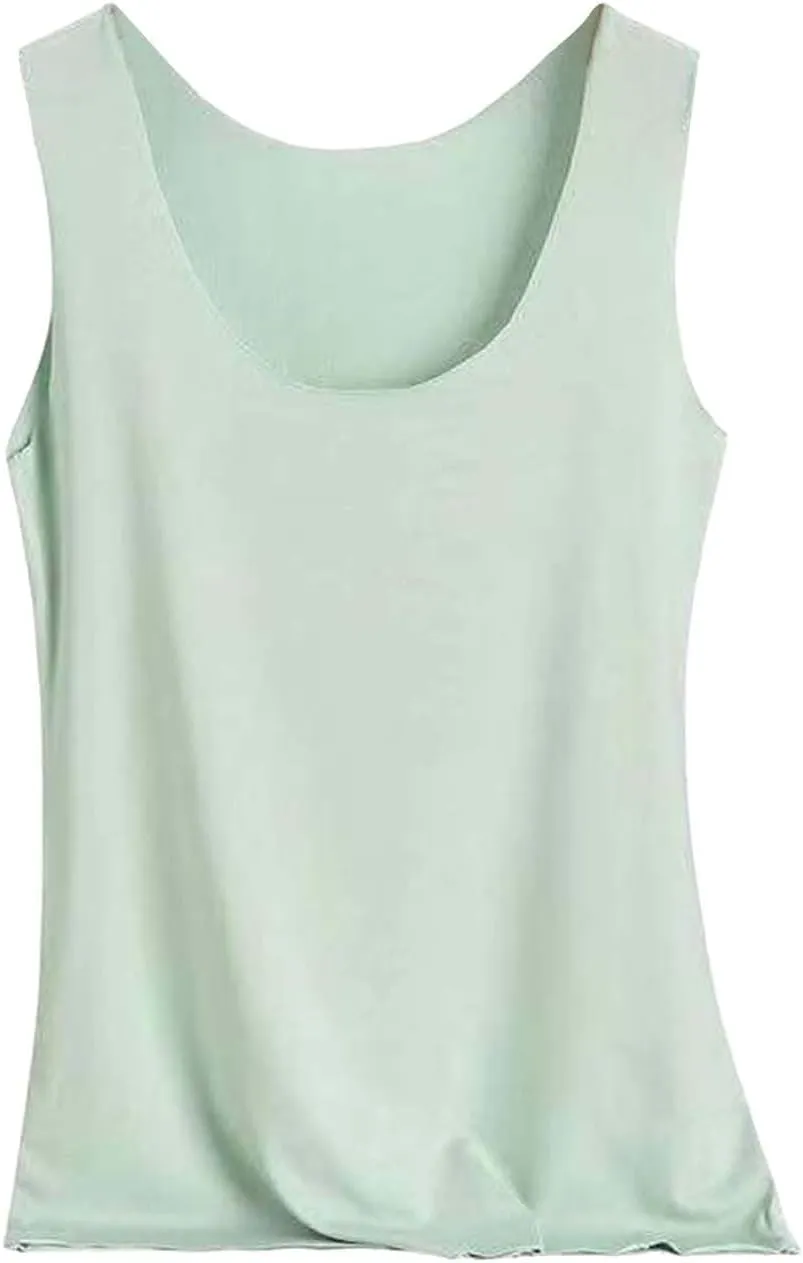 Women's Ice Silk Seamless Tank Tops Summer Cooling Camisole No Bra Loose Fit Wide Strap Under Shirt Workout Tanks