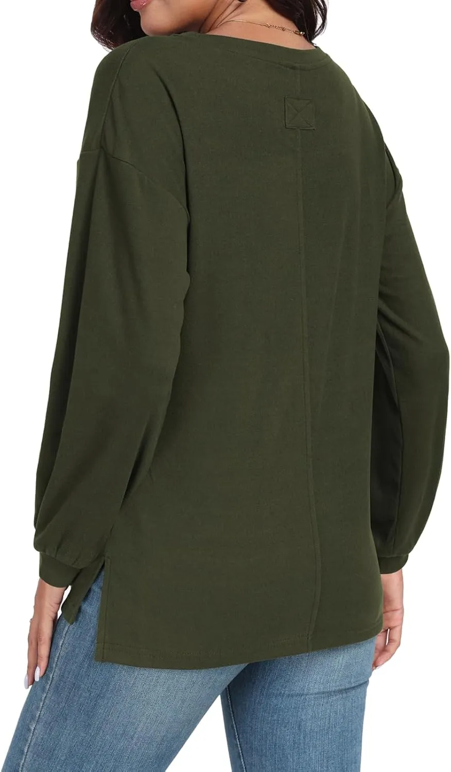 Womens Long Sleeve Tops Oversized Crewneck Sweatshirts Side Slit Loose Casual Pullover T Shirts Fall Outfits