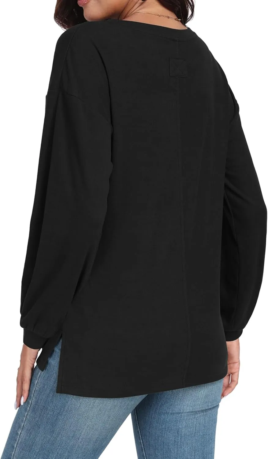 Womens Long Sleeve Tops Oversized Crewneck Sweatshirts Side Slit Loose Casual Pullover T Shirts Fall Outfits