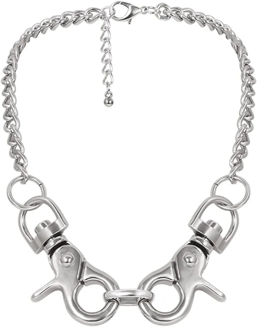 Womens Necklaces Layered, Layered Necklaces for Women Lobster Claw Pendant Chain Necklaces Jewelry Gifts, 1 Piece, White Gold, 47CM