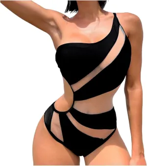 Women's One Piece Swimsuit Bathing Tummy Control High Cut Raceback Mesh Monokinis Swim Suits for Girls 2025