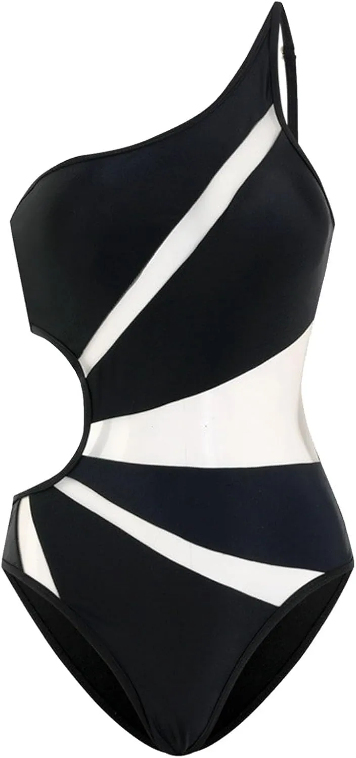 Women's One Piece Swimsuit Bathing Tummy Control High Cut Raceback Mesh Monokinis Swim Suits for Girls 2025