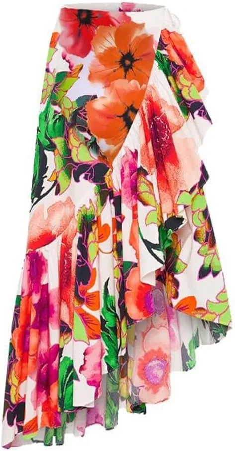 Women's One Piece Swimsuits with Beach Cover up Wrap Skirt 2 Pieces Bathing Suits for Women Floral Print Bikini Set