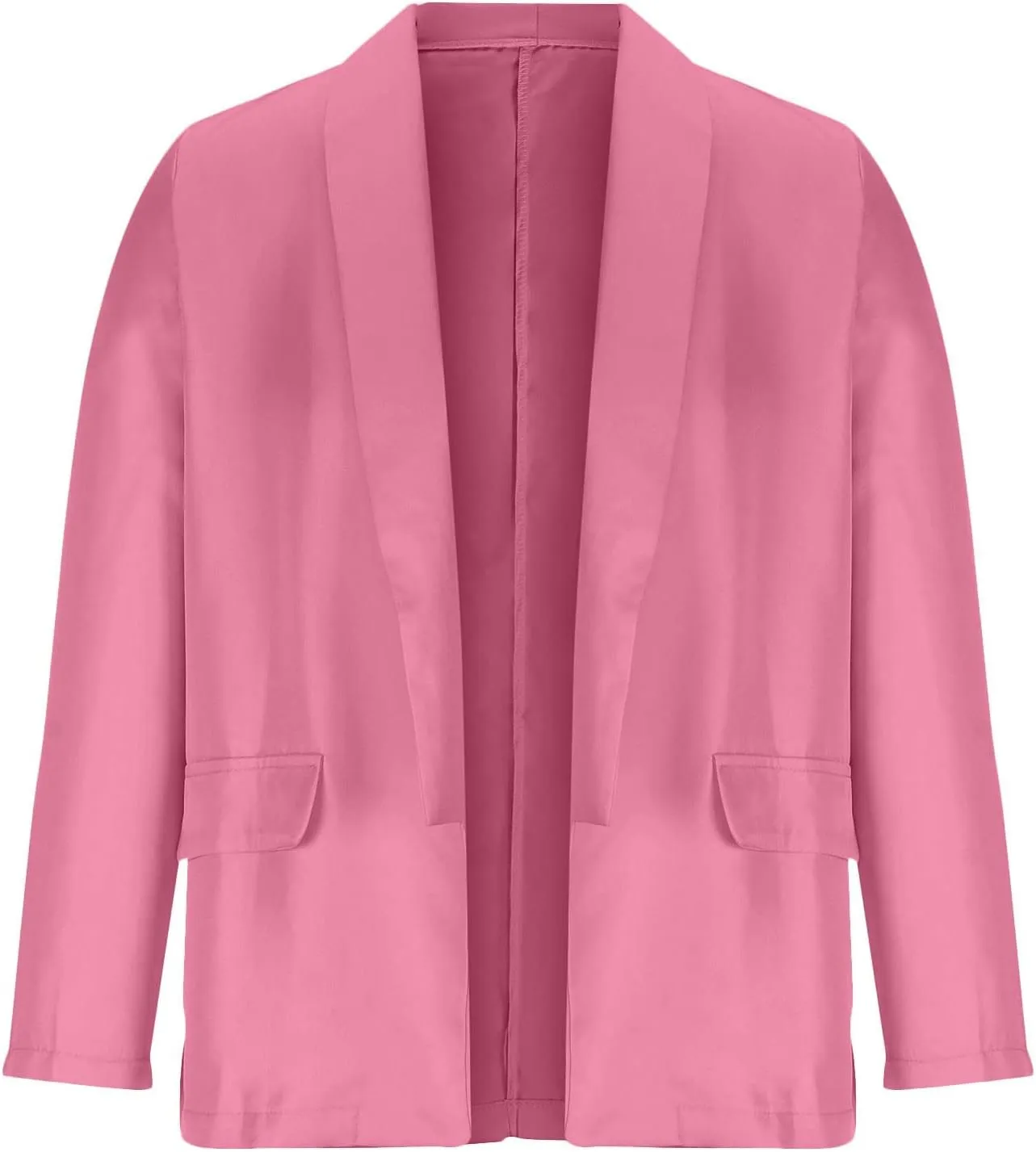 Womens Open Front Lightweight Casual Suit Jackets Fashion Long Sleeve Solid Color Business Oversized Blazer Coats