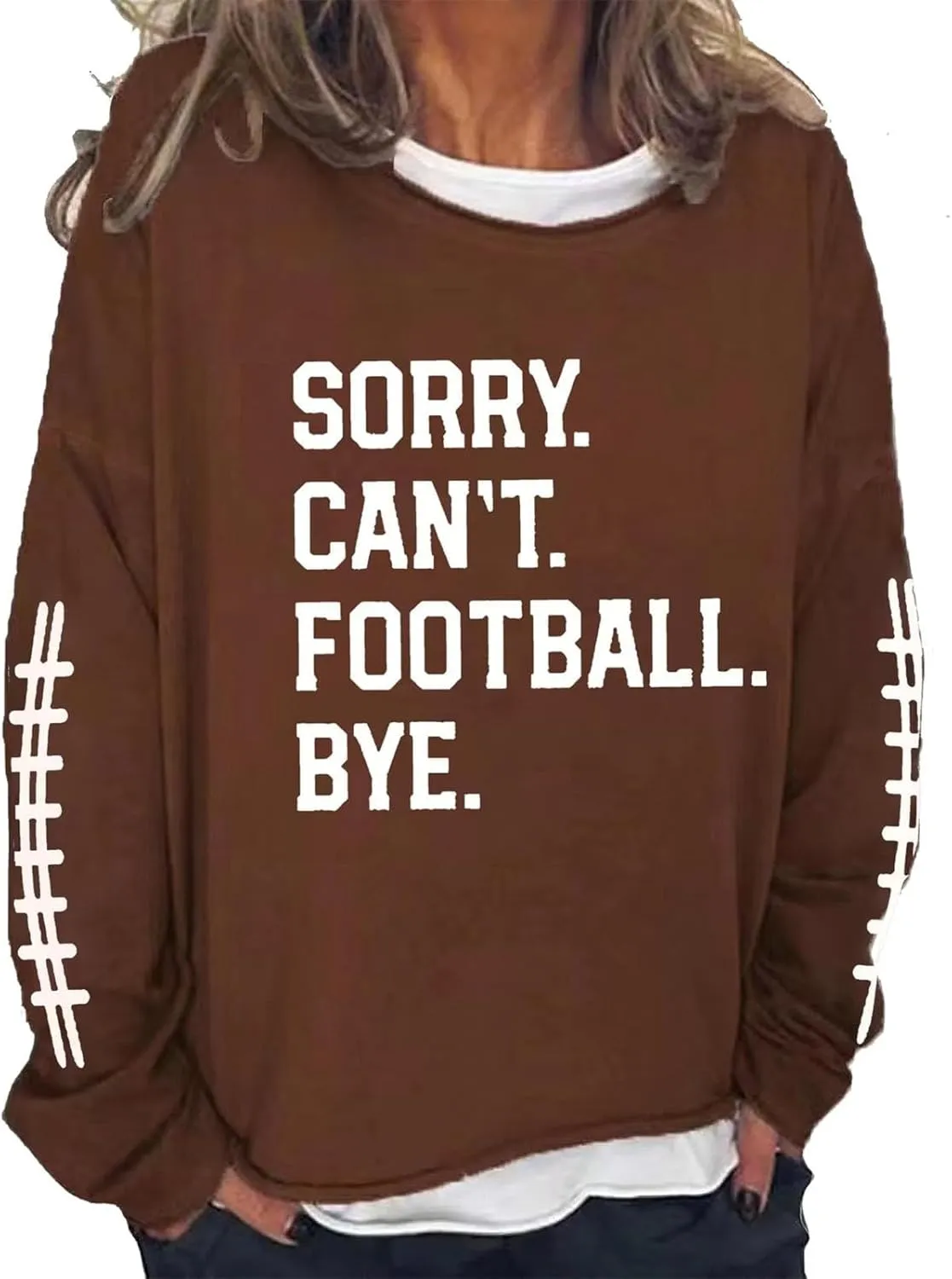Womens Oversized Sweatshirts Funny Letter Rugby Print Drop Shoulder Pullovers Crewneck Long Sleeve Lightweight Blouse