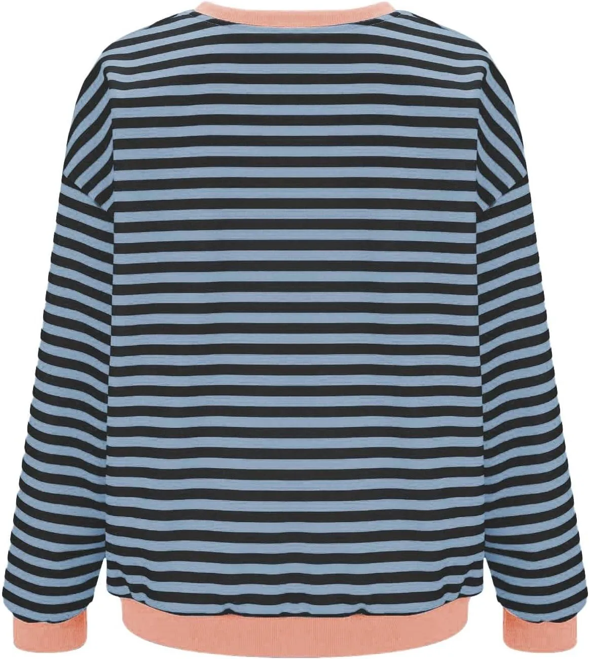 Womens Oversized Sweatshirts Striped Color Block Crewneck Long Sleeve Loose Fit Pullerover T Shirts Autumn Casual Tops