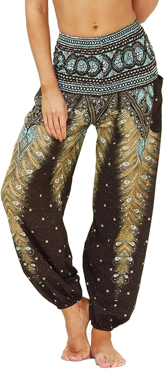 Women's Pant Long Harem Pants, Loose Summer Pants Lightweight Leisure Pants Printed Boho Beach Pants Casual Harem Pants