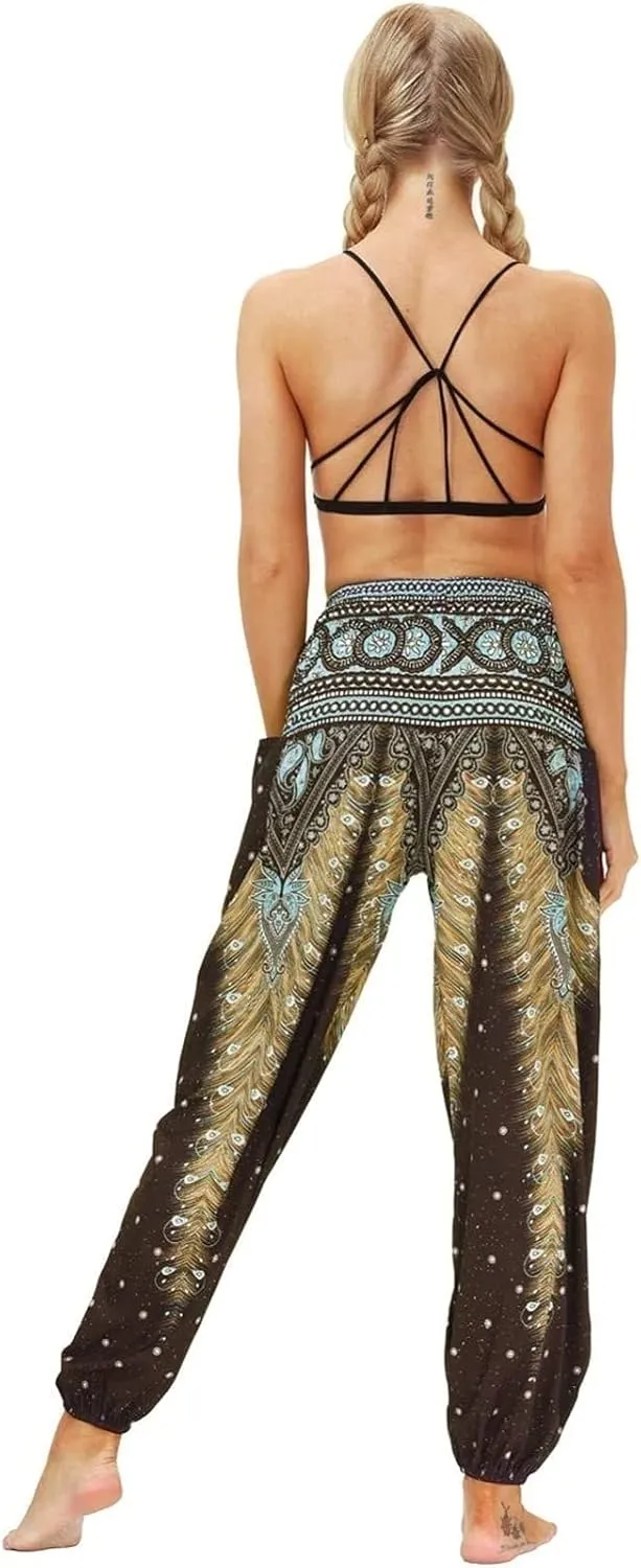 Women's Pant Long Harem Pants, Loose Summer Pants Lightweight Leisure Pants Printed Boho Beach Pants Casual Harem Pants
