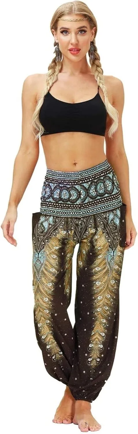 Women's Pant Long Harem Pants, Loose Summer Pants Lightweight Leisure Pants Printed Boho Beach Pants Casual Harem Pants