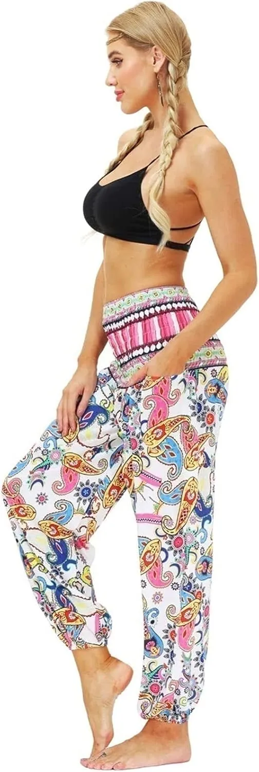 Women's Pant Long Harem Pants, Loose Summer Pants Lightweight Leisure Pants Printed Boho Beach Pants Casual Harem Pants
