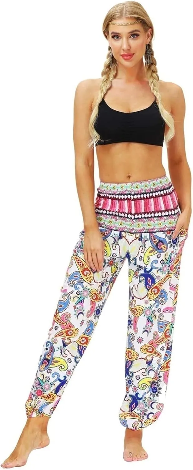 Women's Pant Long Harem Pants, Loose Summer Pants Lightweight Leisure Pants Printed Boho Beach Pants Casual Harem Pants