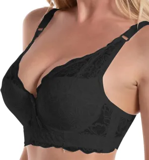 Women's Push Up Bra Underwire Padded Lace Brassiere Plunge V Sexy Floral Lacey Everyday Bra with Underwire