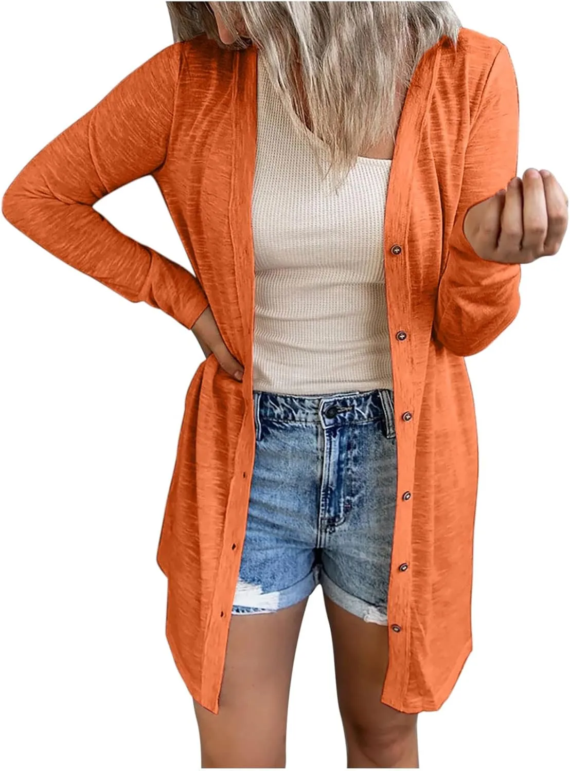 Womens Quilted Jacket Oversized Long Sleeve Cardigan Jackets Casual Lightweight Button Winter Coat Outdoor