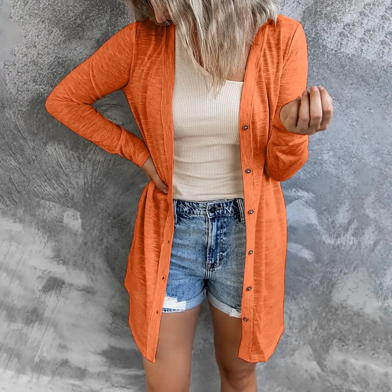 Womens Quilted Jacket Oversized Long Sleeve Cardigan Jackets Casual Lightweight Button Winter Coat Outdoor