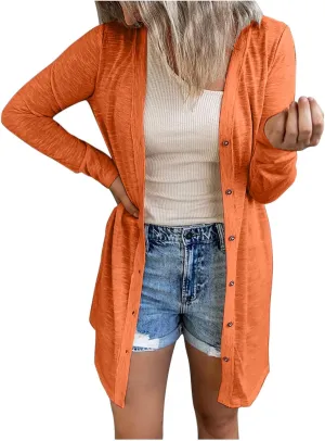 Womens Quilted Jacket Oversized Long Sleeve Cardigan Jackets Casual Lightweight Button Winter Coat Outdoor