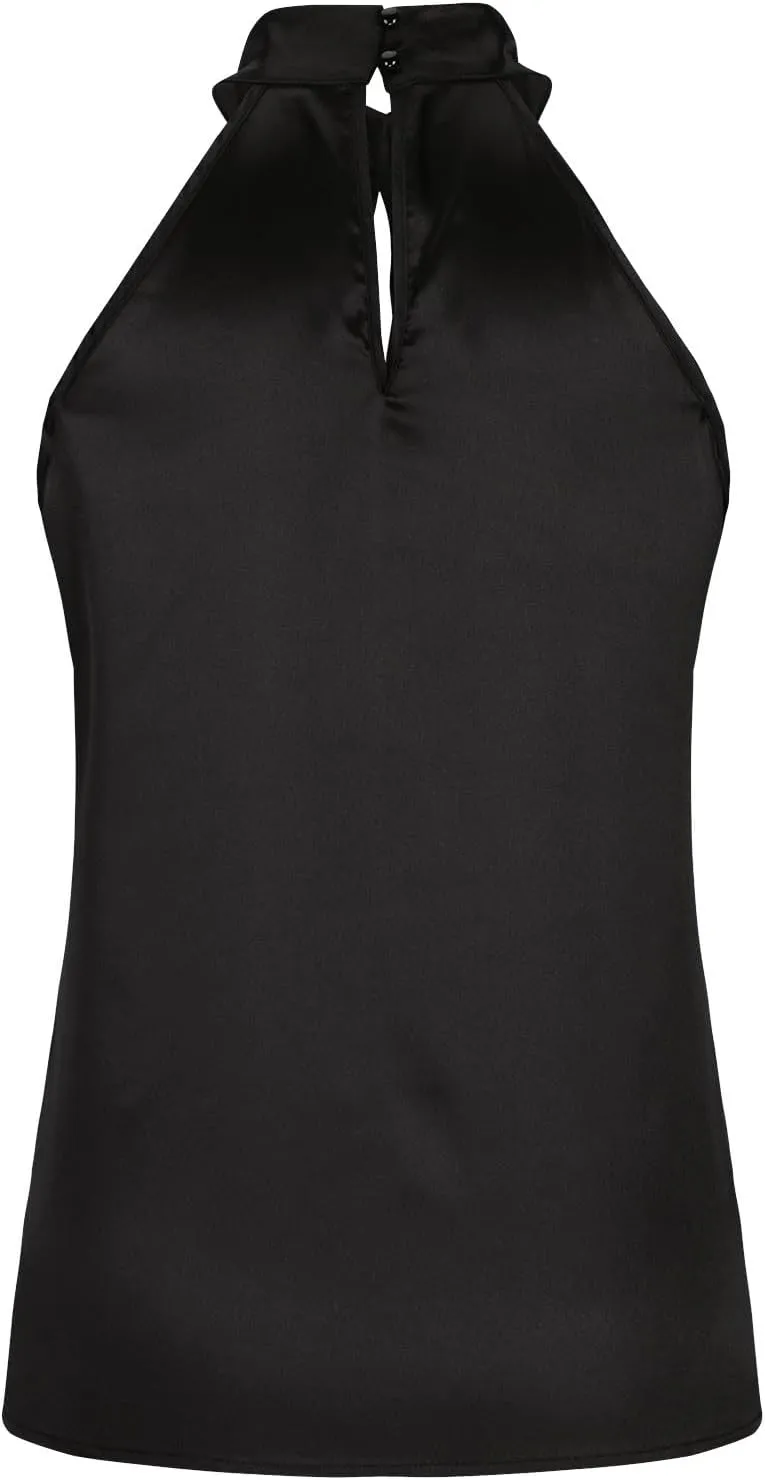 Women's Silk Satin Tank Sexy Elegant Halterneck T Shirts Fashion Sleeveless Shirts Tops Casual Summer Dressy Blouse