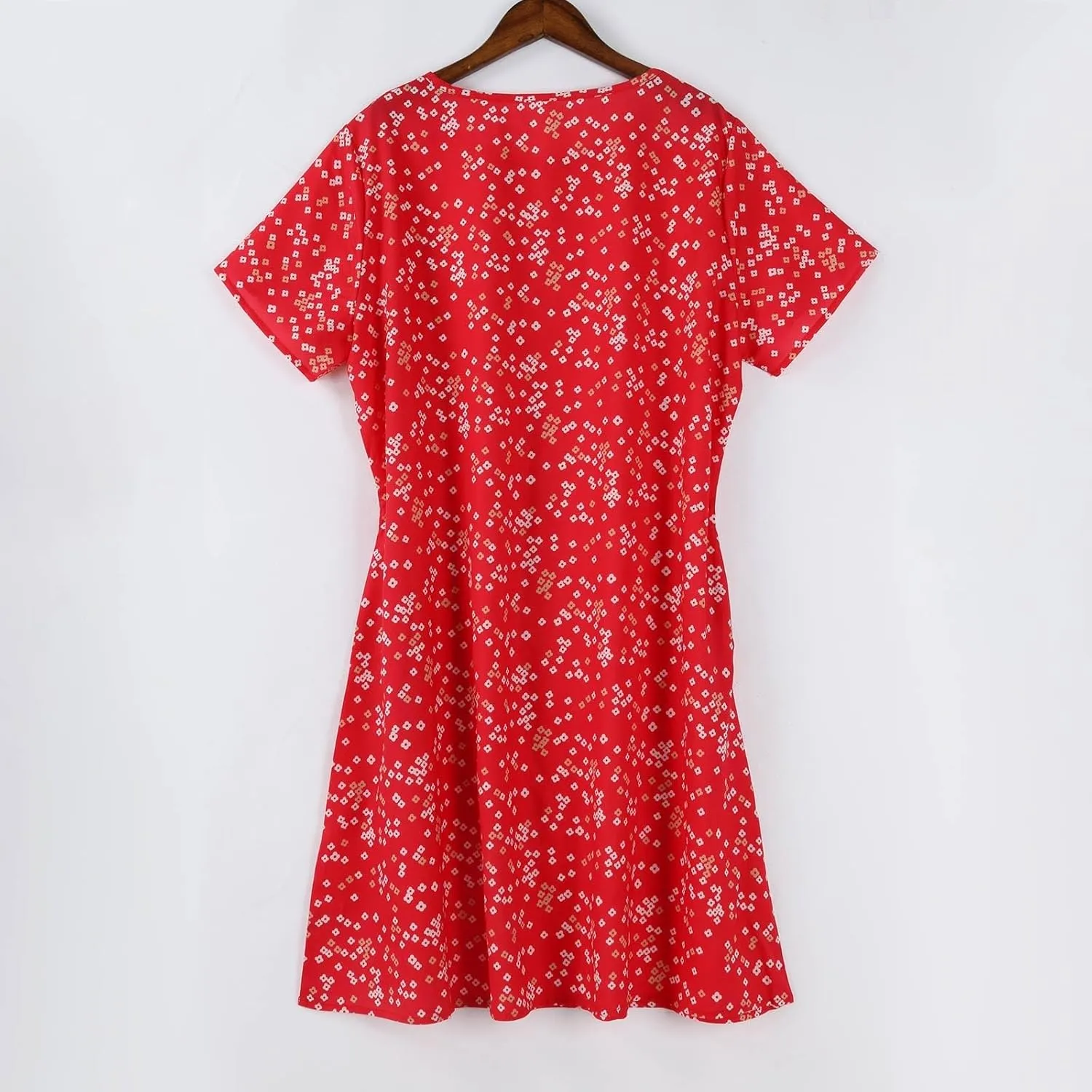Women's Summer Floral Sundresses with Pockets, Loose Fit Short Sleeve Round Neck Knee Length Boho Beach Dress