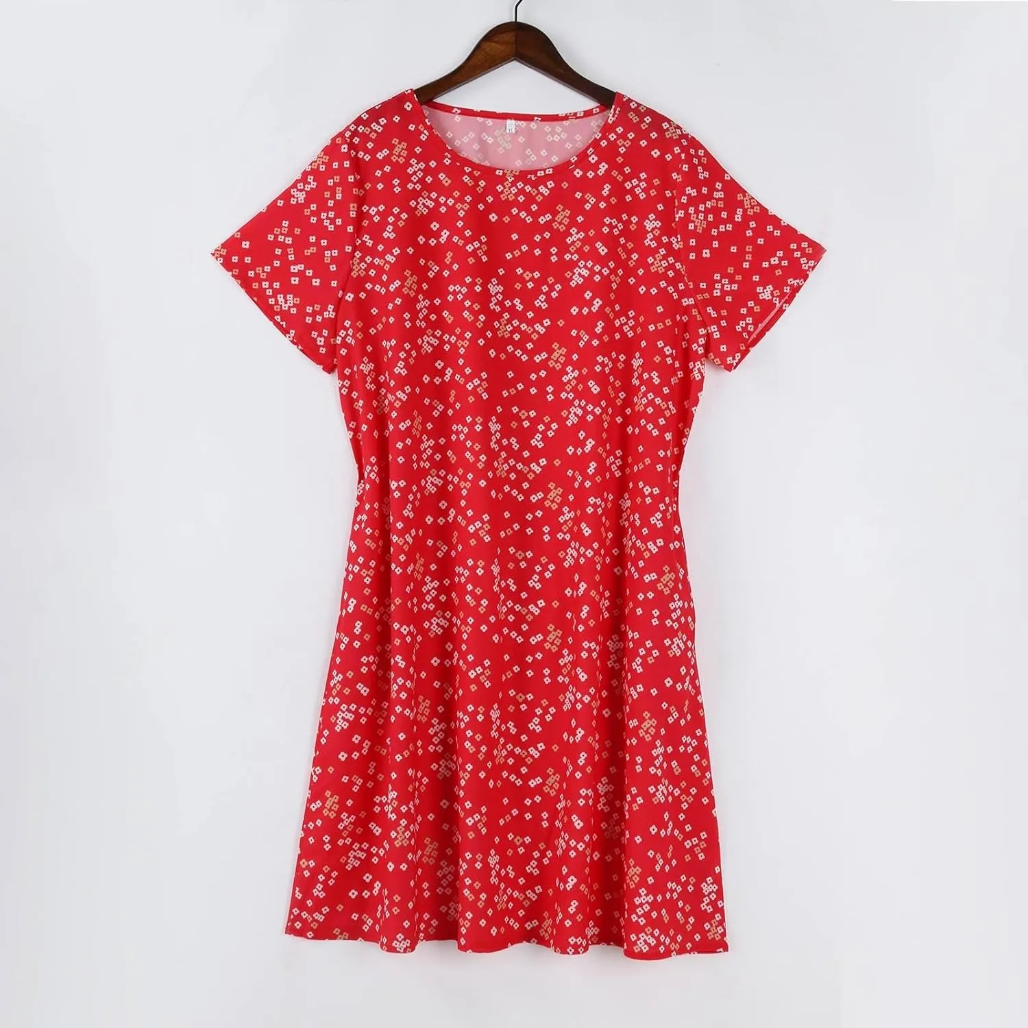 Women's Summer Floral Sundresses with Pockets, Loose Fit Short Sleeve Round Neck Knee Length Boho Beach Dress