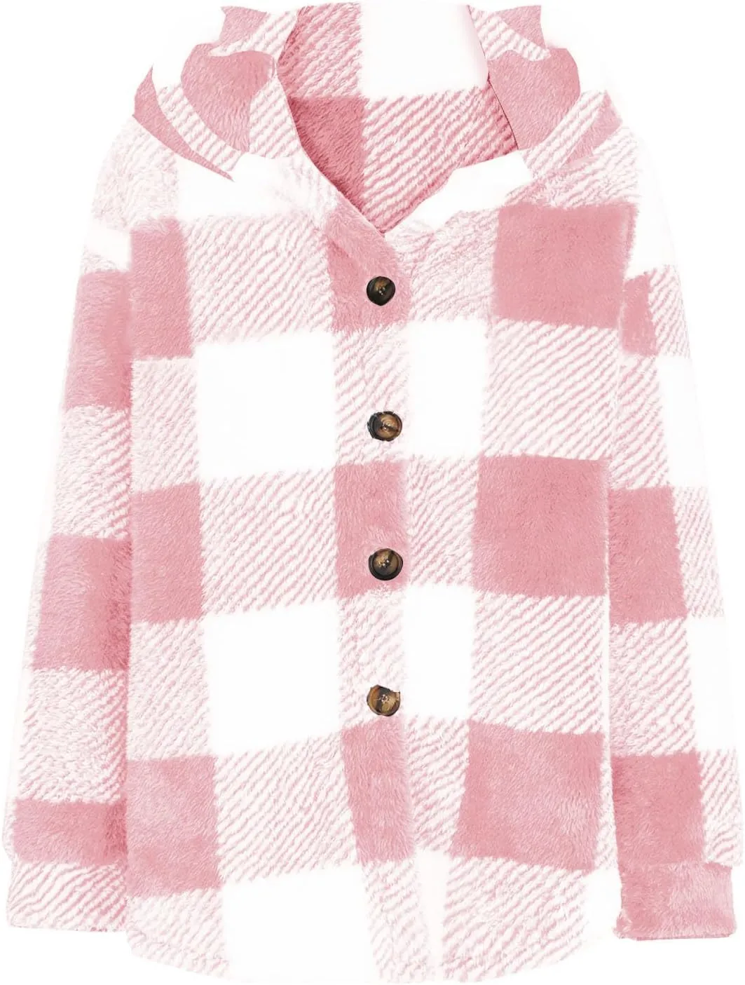 Womens Winter Coats Warm Plush Hooded Jackets Zip Up Button Cardigan Trendy Plaid Fleece Fuzzy Outerwear
