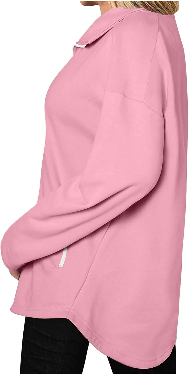 Womens Winter Sweatshirt Zip up Long Sleeve Oversized Sweatshirts with Pockets Fall Outfit Clothes 2024