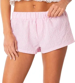 Womens Y2k Lounge Shorts Elastic Waist Plaid Pajama Shorts Baggy Boxer Shorts Cute Micro Sleep Shorts