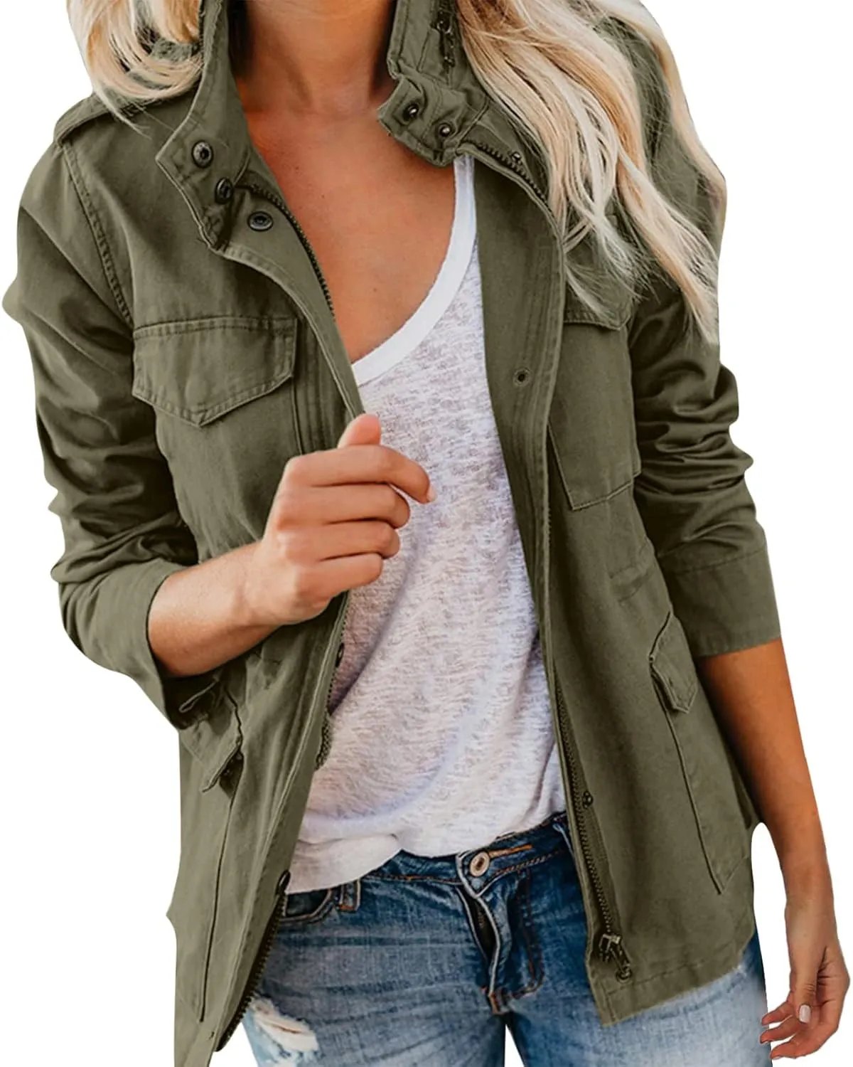 Work Jackets for Women Casual Long Sleeve Regular Fit Lightweight Fall Jacket Zip Up Outdoor Hiking Athletic Outwear