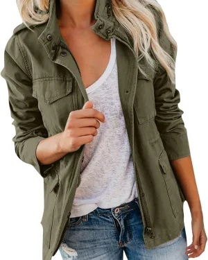 Work Jackets for Women Casual Long Sleeve Regular Fit Lightweight Fall Jacket Zip Up Outdoor Hiking Athletic Outwear