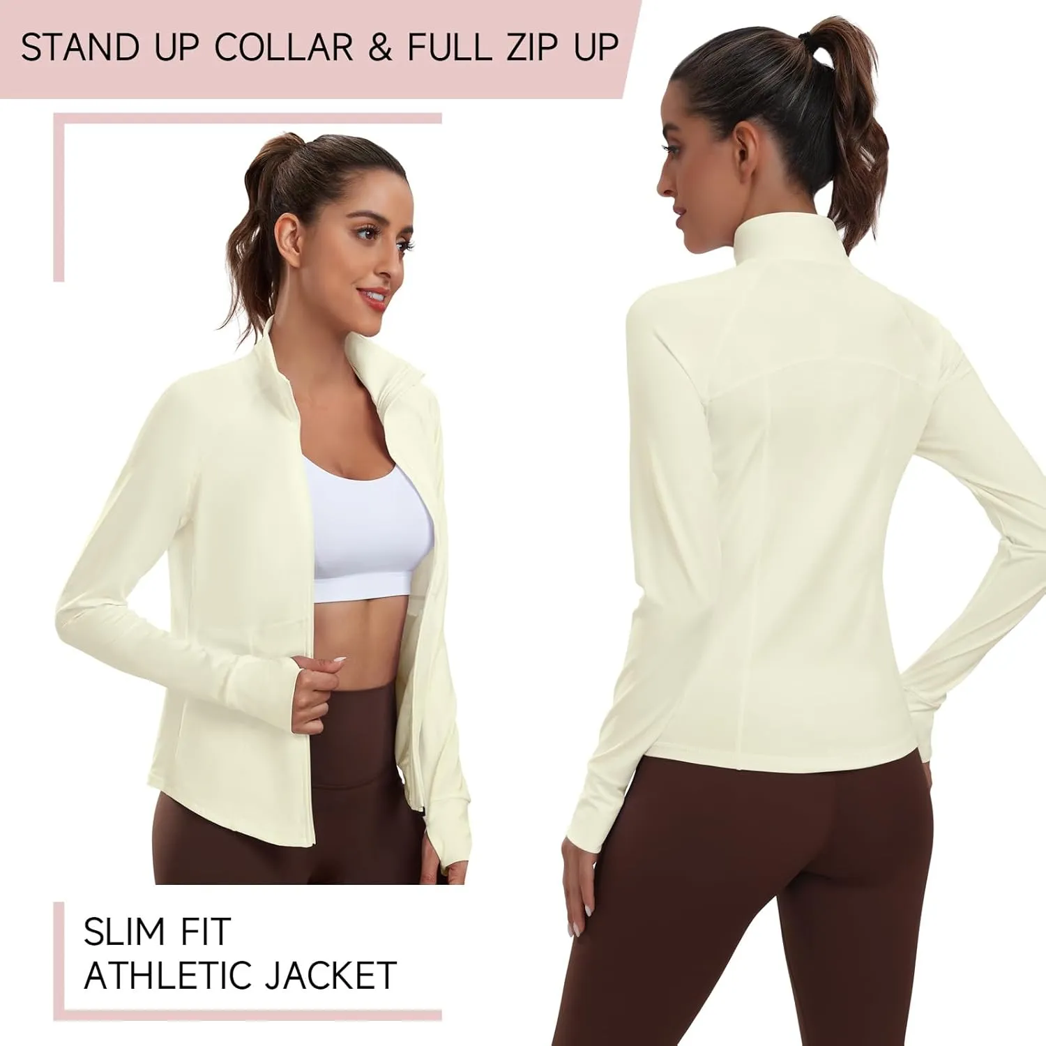Workout Jackets for Women Zip Up Running Jackets Lightweight Sport Gym Yoga Athletic Clothes Slim Fit