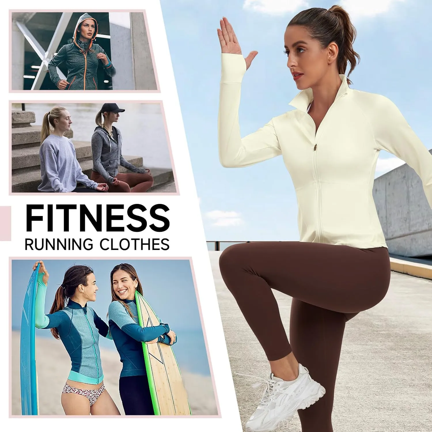 Workout Jackets for Women Zip Up Running Jackets Lightweight Sport Gym Yoga Athletic Clothes Slim Fit