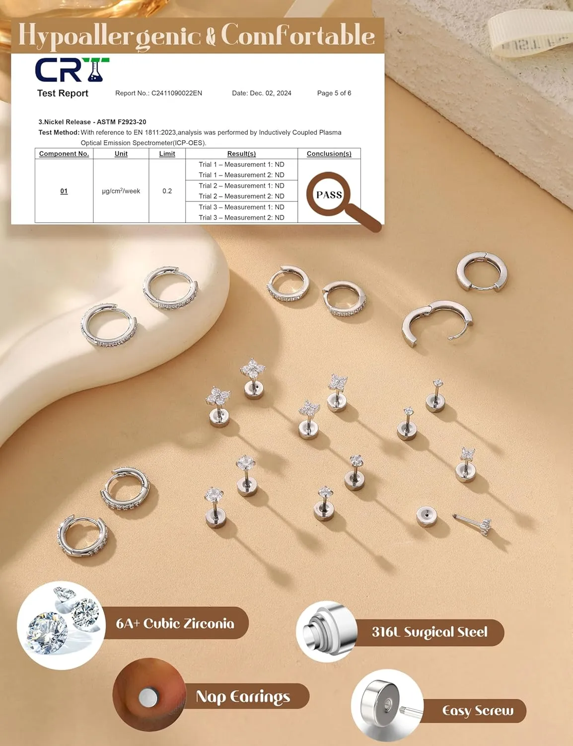 YADOCA Hypoallergenic Surgical Steel Earrings 14K Gold Flat Back Earrings for Women Trendy 316L Stainless Steel Flatback Stud Earring Sets for Multiple Piercing Small Cartilage Hoop Earring Stacks