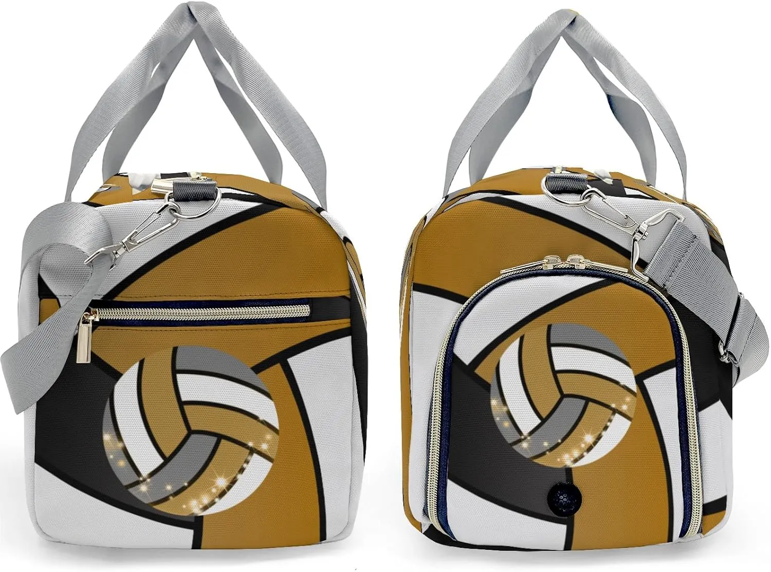 Yellow Brown Volleyball Waterproof Duffel Bag Gym Dance Sport Perform Training Travel Bag for Boys Girls Teens Women Men