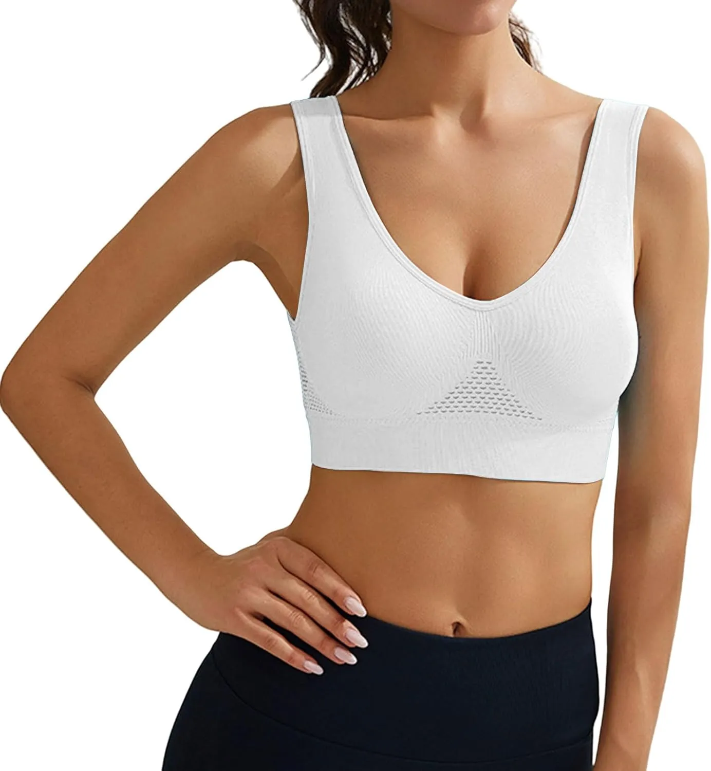 Yoga Bras for Women Soft Breathable Cool Liftup Air Bra Mesh Racerback High Impact Sports Bras for Workout Gym Running