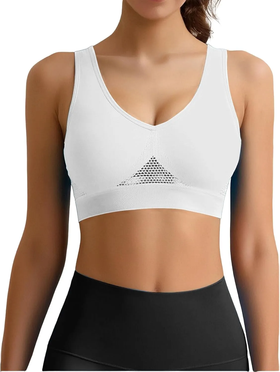 Yoga Bras for Women Soft Breathable Cool Liftup Air Bra Mesh Racerback High Impact Sports Bras for Workout Gym Running