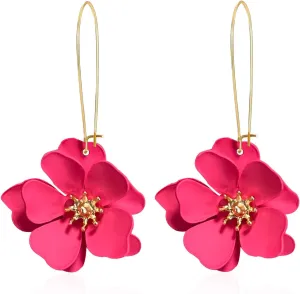 YUNXI Unique Boho Flower Dangle Earrings Exaggerated Layered Floral Petal Drop Dangle Statement Stud Earring for Women Jewelry with Box