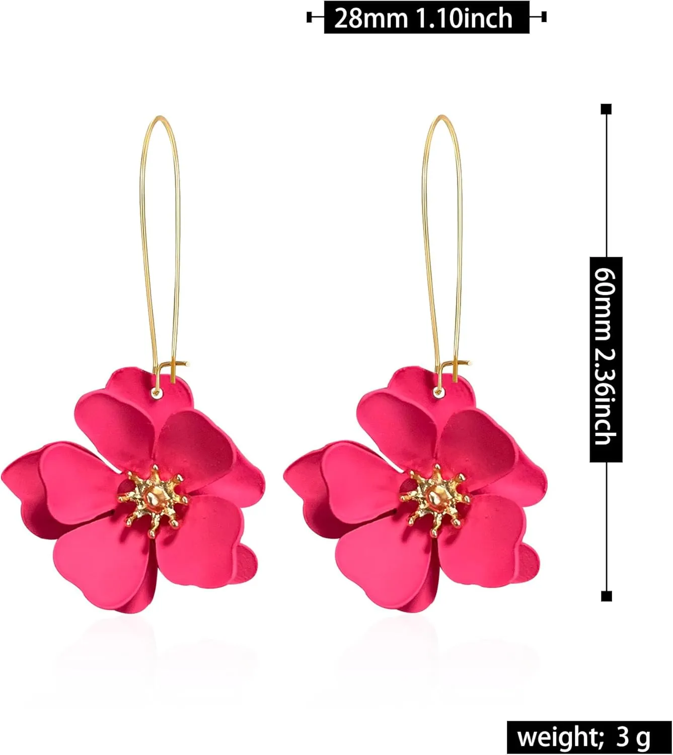 YUNXI Unique Boho Flower Dangle Earrings Exaggerated Layered Floral Petal Drop Dangle Statement Stud Earring for Women Jewelry with Box