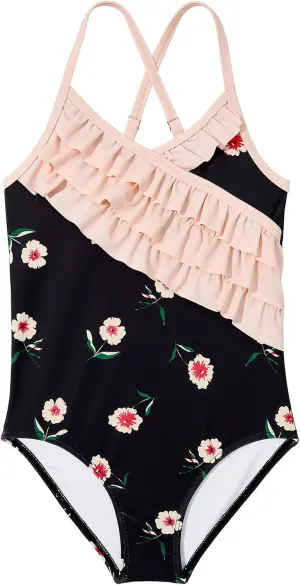 Zando Toddler Swimsuit One Piece Swimsuit Girls Sleeveless Cute Swimwear Quick Dry Bathing Suits Summer Beach Wear 2-10 Years
