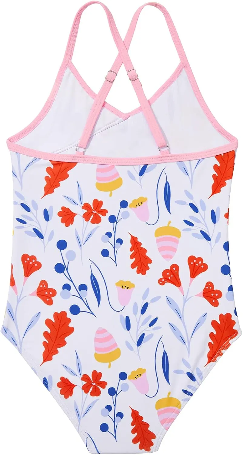 Zando Toddler Swimsuit One Piece Swimsuit Girls Sleeveless Cute Swimwear Quick Dry Bathing Suits Summer Beach Wear 2-10 Years