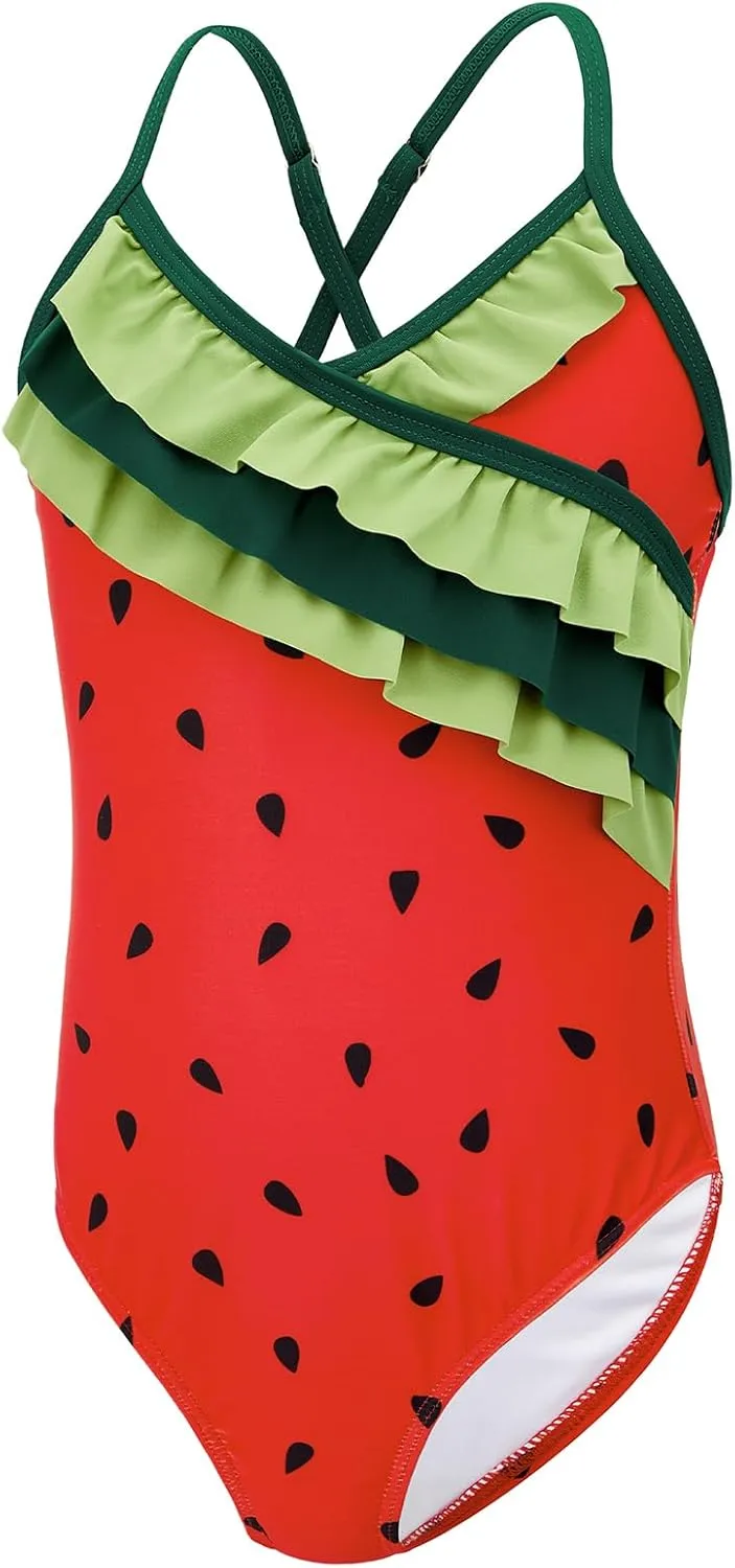 Zando Toddler Swimsuit One Piece Swimsuit Girls Sleeveless Cute Swimwear Quick Dry Bathing Suits Summer Beach Wear 2-10 Years