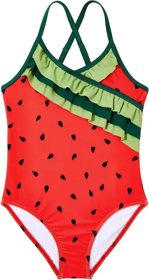 Zando Toddler Swimsuit One Piece Swimsuit Girls Sleeveless Cute Swimwear Quick Dry Bathing Suits Summer Beach Wear 2-10 Years