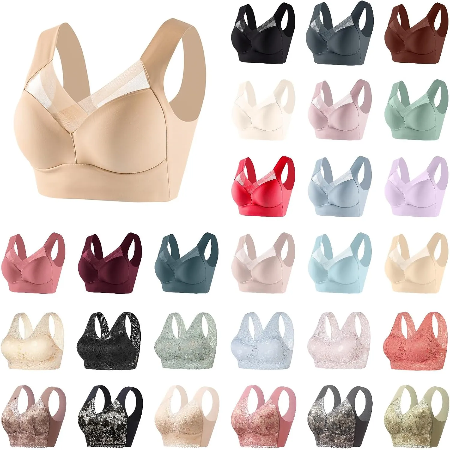 Zenchic Bra - Seamless Sexy Push up Wireless Bra,Lysine Charm Bras,Ice Silk Posture Correcting Sports Bras