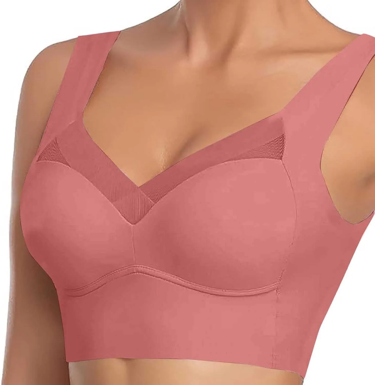 Zenchic Bras for Women, Bras for Senior,No Underwire Seamless Mesh Ice Silk Push Up Comfort Bra for Older Women