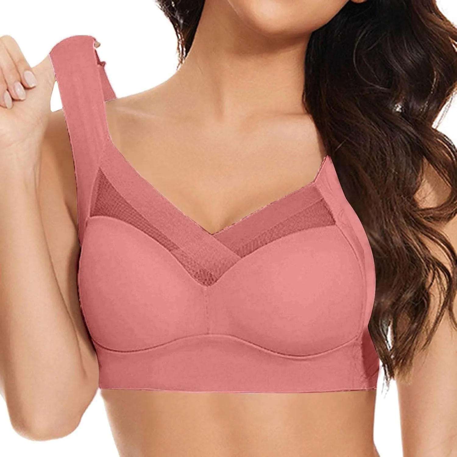 Zenchic Bras for Women, Bras for Senior,No Underwire Seamless Mesh Ice Silk Push Up Comfort Bra for Older Women