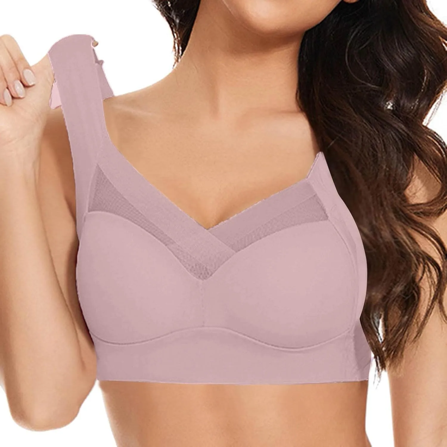 Zenchic Bras for Women, Bras for Senior,No Underwire Seamless Mesh Ice Silk Push Up Comfort Bra for Older Women